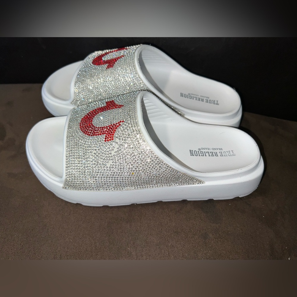 True Religion Stallion Rhinestone Logo Slide Sandal women’s size 8 - Picture 9 of 9